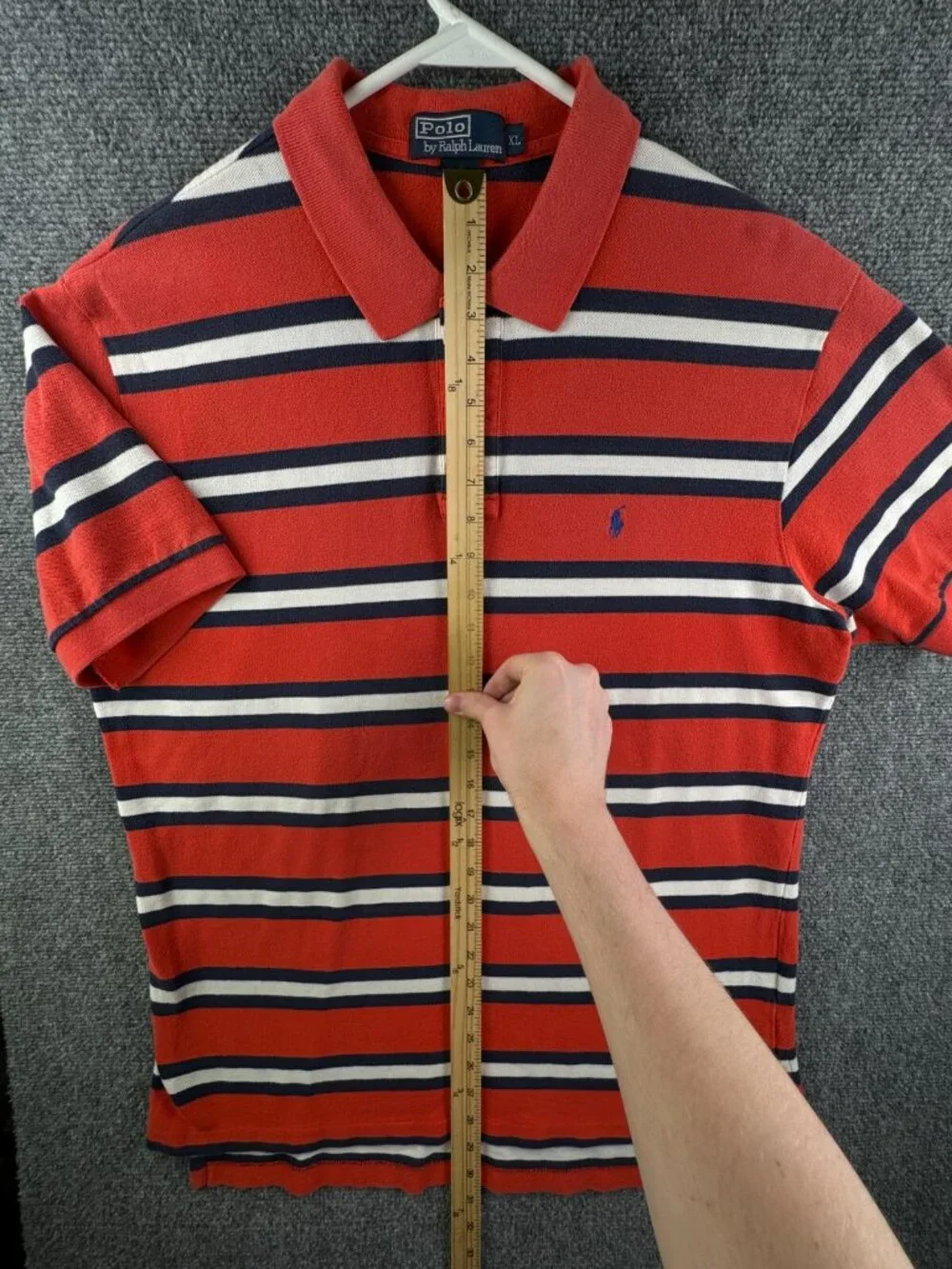Polo Ralph Lauren Striped Short Sleeve Polo Shirt XL Knit Orange Blue Adult Men